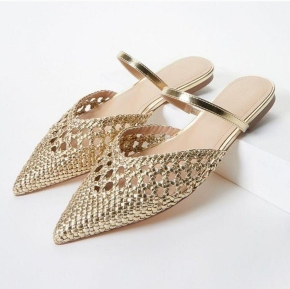 JF Shoes - JF Solanna Gold Woven Mules